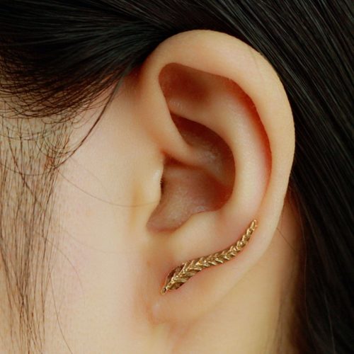 Leaf feather stud earrings
